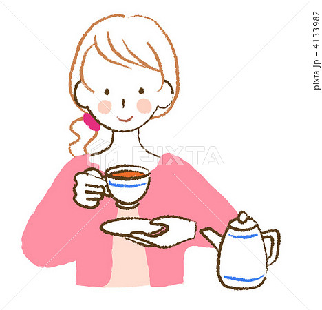 紅茶を飲む女性のイラスト素材 4133982 Pixta