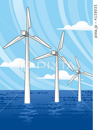 洋上風力発電のイラスト素材