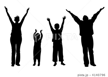family of four with hands up vector family of four with hands up vector 4140796