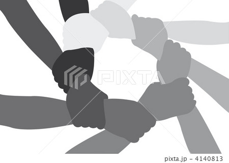 Eight friends have crossed hands vector 4140813