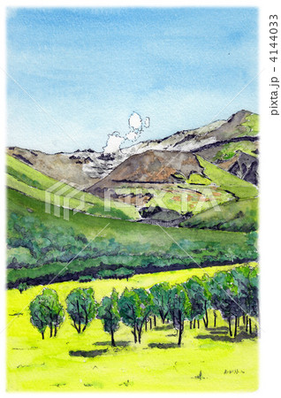 水彩画　久住高原 4144033