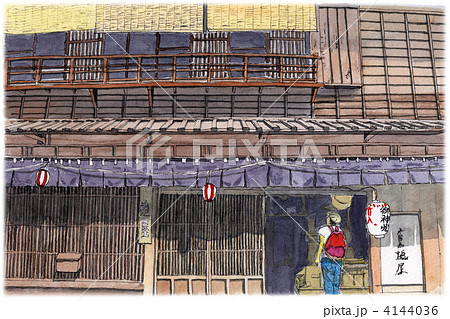 水彩画 妻籠宿のイラスト素材 [4144036] - PIXTA