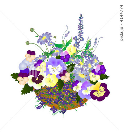 寄せ植え 飾る 春の花のイラスト素材