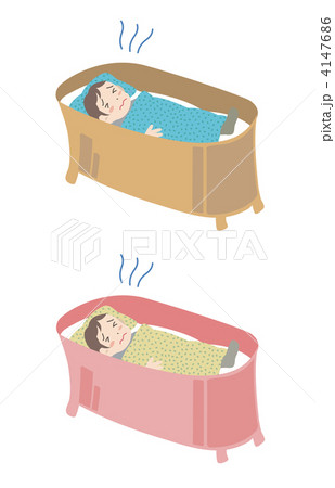 ベビーベッドと赤ちゃん（不快バージョン）セット 4147686