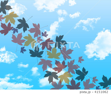 紅葉水色雲グラデーションのイラスト素材