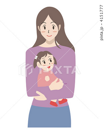 子供を両手で抱える母親 女の子バージョン のイラスト素材