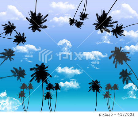やしの木と青空と海のイラスト素材