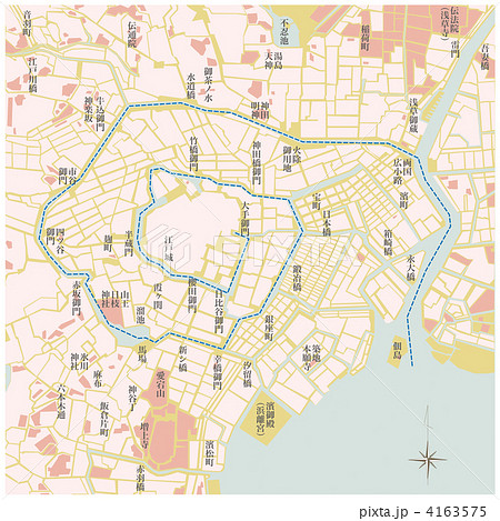 江戸と東京を重ねた古地図のイラスト素材 4163575 Pixta