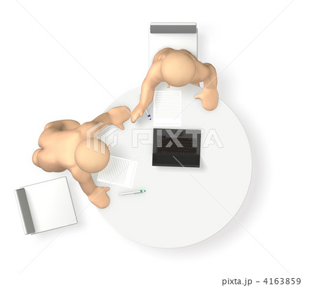 商談（真俯瞰）を表す3DCGイラスト 4163859