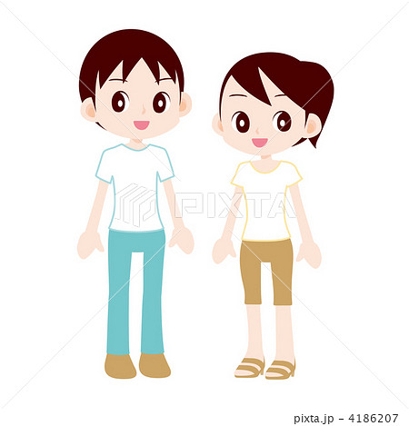 夏服の男性女性のイラスト素材