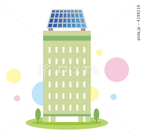 太陽光発電 ソーラーパネル ビルのイラスト素材