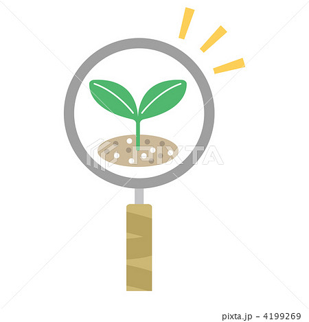 ルーペ 虫眼鏡 芽生えのイラスト素材