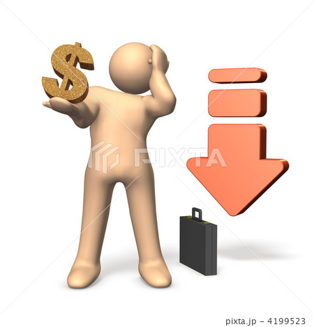 ドルの危機を表す3DCGイラスト 4199523