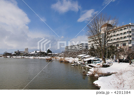 鳥屋野潟湖畔雪景色 4201384