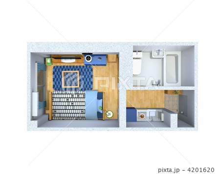 ワンルームマンション模型 バードビューのイラスト素材 416