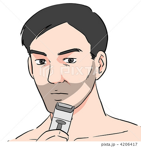 ひげそりをする男性のイラスト素材