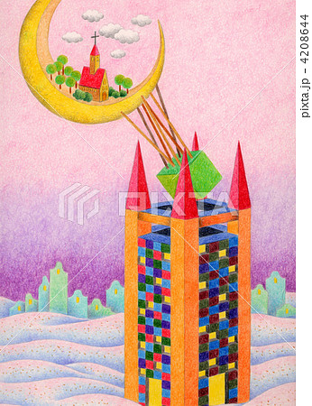 三日月を捉えた塔 4208644