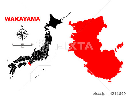 和歌山県 地図のイラスト素材
