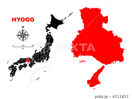 兵庫県 地図のイラスト素材