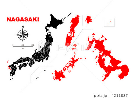 長崎県 地図のイラスト素材 4211887 Pixta