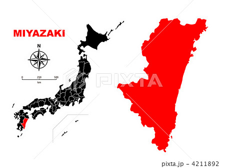 宮崎県 地図のイラスト素材