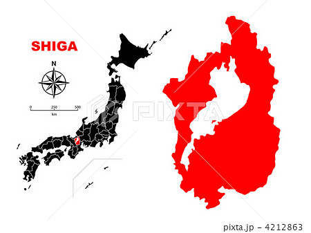 滋賀県 地図のイラスト素材