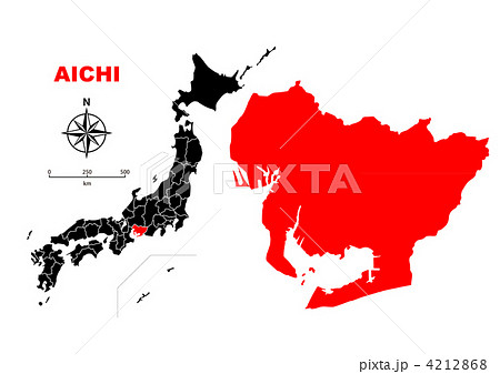 愛知県 地図のイラスト素材