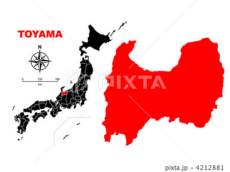 富山県 地図のイラスト素材