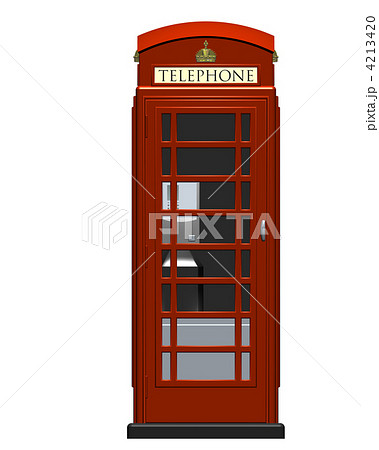 電話ボックス イギリス 正面図 扉閉じる のイラスト素材