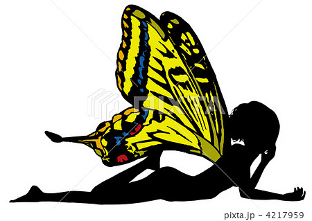 蝶の羽を付けた女性のイラスト素材