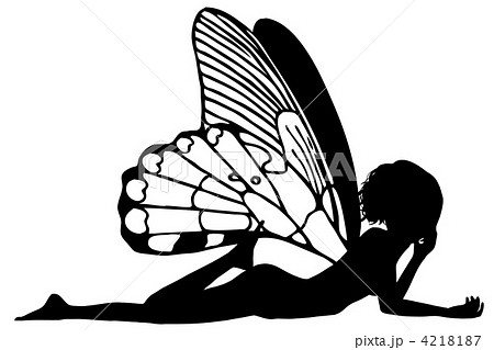 蝶の羽を付けた女性のイラスト素材
