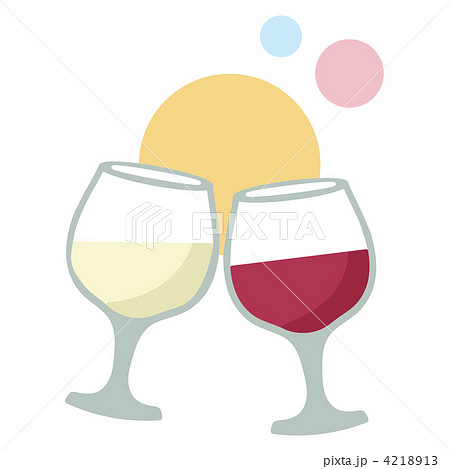 白ワイン 赤ワイン カンパイのイラスト素材