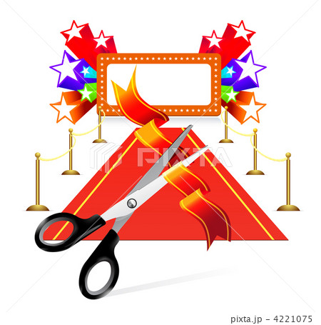 Red carpet with scissors and star background 4221075