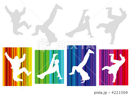 Vector hip-hop silhouette on abstract background Vector hip-hop silhouette on abstract background 4221509