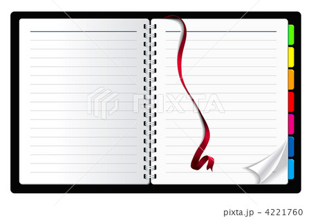 notebook paper with page curl and ribbon bookmark 4221760