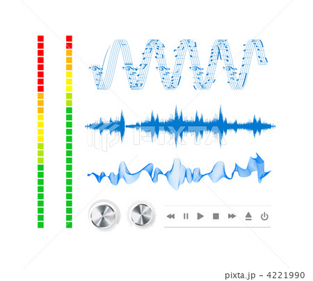 Notes, buttons and sound waves. 4221990