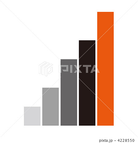 グラフ 右肩上がり 棒グラフのイラスト素材