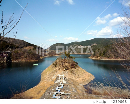 岐阜県　阿木川ダム湖と浮き島こぶし公園 4239868