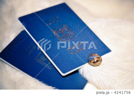 wedding rings and passports of Israel on boa 4241756