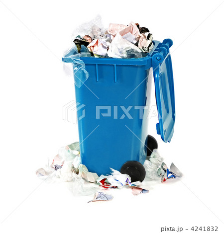 overflowing blue garbage bin 4241832