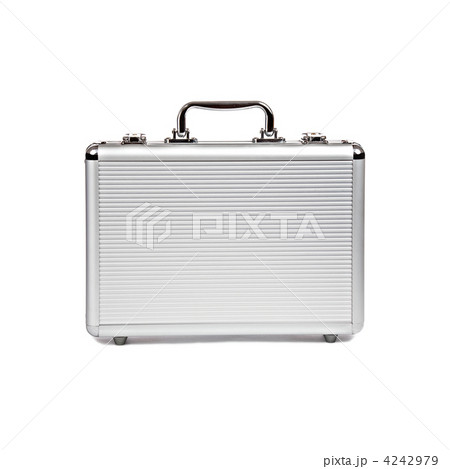 metallic suitcase on white background metallic suitcase on white background 4242979