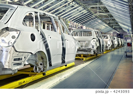 cars in a row at car plant cars in a row at car plant 4243093