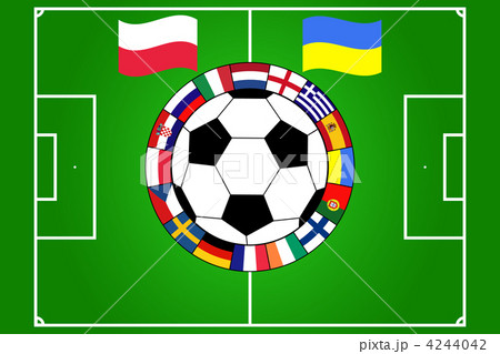 football ball with field and flags football ball with field and flags 4244042