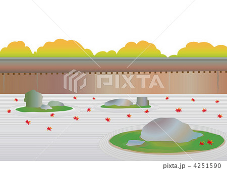秋の龍安寺のイラスト素材