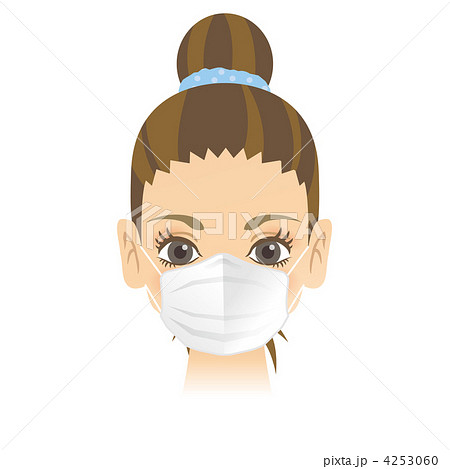 女性 マスク 風邪予防のイラスト素材