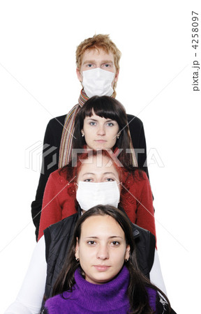 People in masks, ill flu People in masks, ill flu 4258097