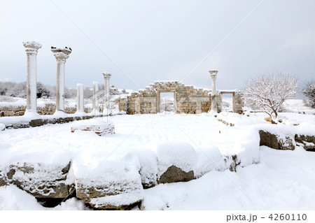 Ruins of Chersonesus in the snow, Sevastopol, Crimea, Ukraine Ruins of Chersonesus in the snow, Sevastopol, Crimea, Ukraine 4260110