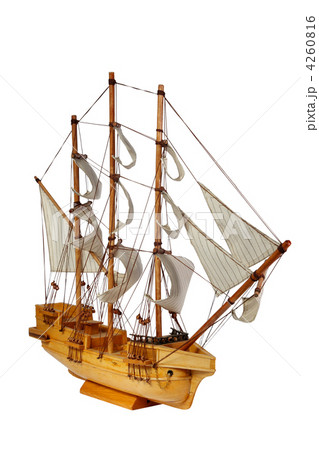 Model of ship with sails on the white background 4260816
