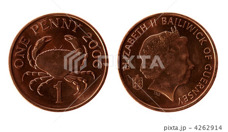 Old Guernsey 1 Penny coins on the white background (2006 year) Old Guernsey 1 Penny coins on the white background (2006 year) 4262914