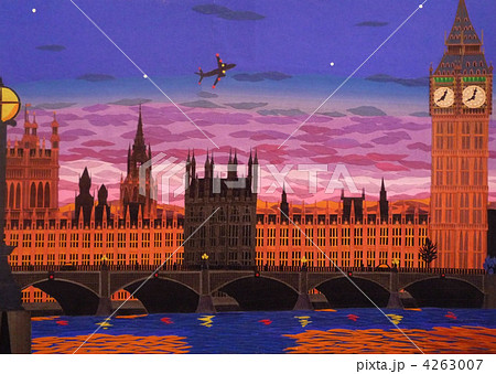 ロンドン夕景（貼り絵）のイラスト素材 [4263007] - PIXTA